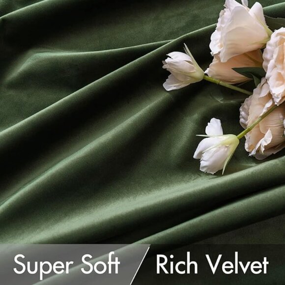 (Set of 3) Luxury Blackout Curtains Olive Green W52 x L84 inches - Picture 5 of 6